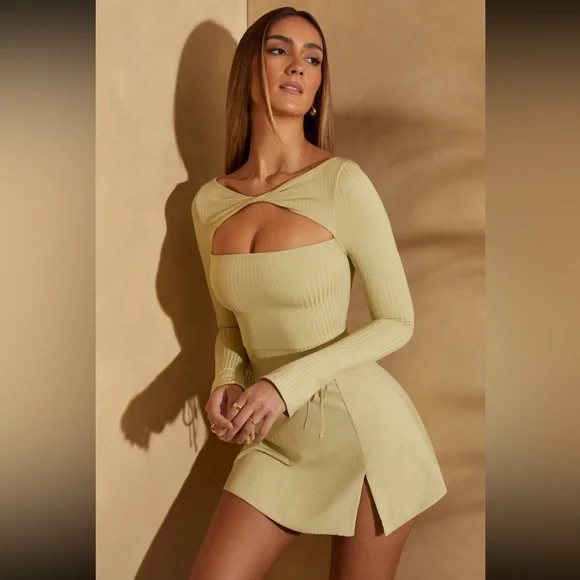 Oh Polly | Dresses | Nwt Oh Polly Long Sleeve Twist Front Mini Dress In  Sage Green | Poshmark